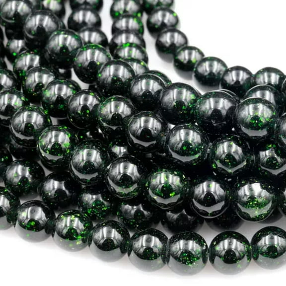 K-KED AAA Sparkling Green Goldstone 6mm 8mm 10mm Smooth Round Beads 15" Strand-8 mm