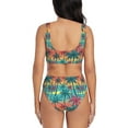 thumbnail image 3 of Kdxio Hawaii Palms Print Women's 2 Piece High Waisted Wrap Spaghetti Strap Summer Swimsuit Bikini Set-, 3 of 7