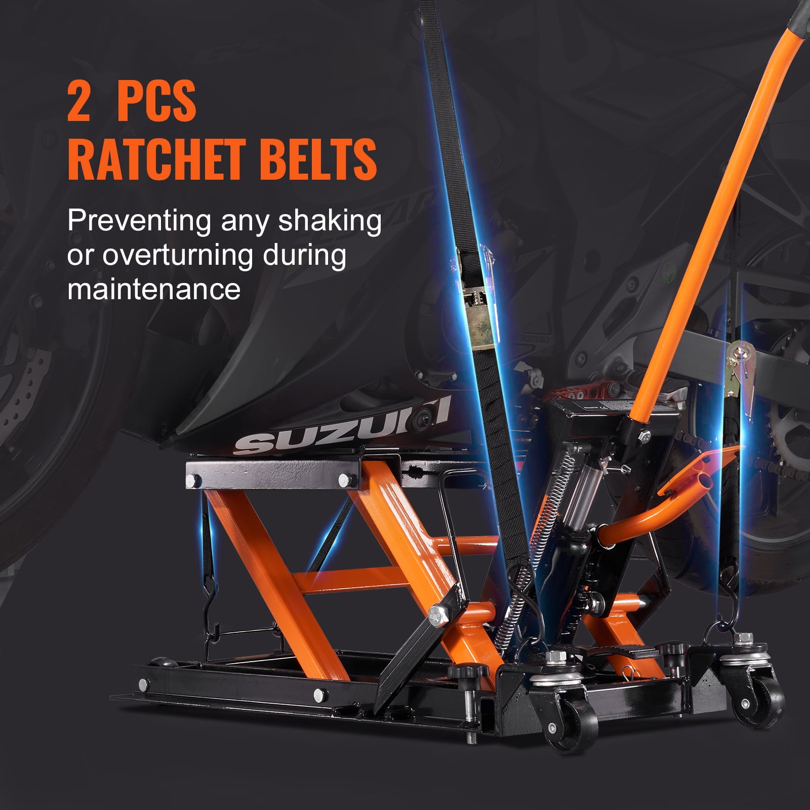 Cric Hydraulique Moto 160 Kg - Table Levage Ciseaux, Hauteur 30,5-80 Cm, Avec Roues Et Crochets J