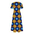 thumbnail image 3 of Sundresses for Women Vacation Women's Boho Floral Print Dress Loose Maxi Casual Dress Summer Short Sleeve Beach Dresses with Pockets Vestidos De Fiesta Para Mujer 2024, 3 of 4