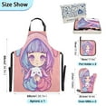 thumbnail image 3 of 5 Pcs Kitchen Set Heat Resistant Oven Mitts and Non-Slip Pot Holders with Adjustable Cooking Apron Cute Girl Holding Bunny, 3 of 6