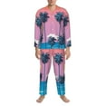 thumbnail image 3 of Naloa Beach with Palm Trees Men’s Pajamas Set - Long Sleeve Button Down Sleep Shirt and Pajama Bottoms Sleepwear Set-X-Large, 3 of 7