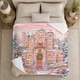 thumbnail image 5 of Whimsical Pink Castle Winter Wonderland Scene Festive Holiday, Festive Holiday Scene, Warm Flannel Blanket for Living Room and Family Room, Art Lovers Christmas Gift, Festive Home Decor, 5 of 9