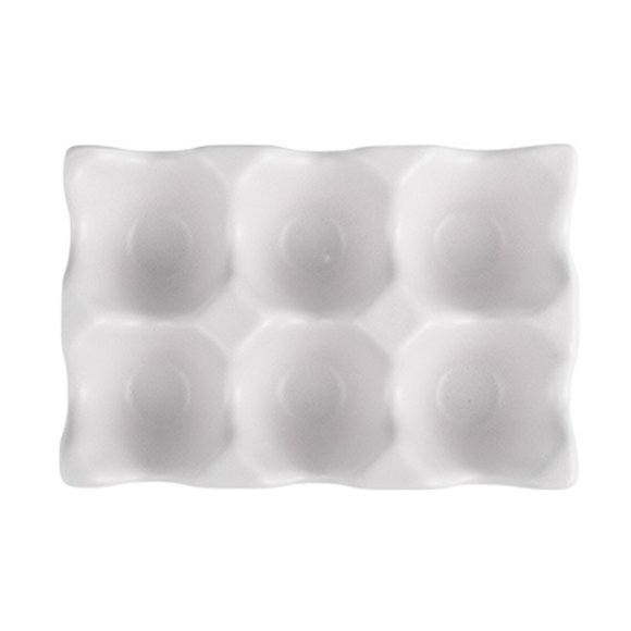 Huevera de cerámica antideslizante con 6 rejillas para refrigerador, a prueba de golpes (blanca)