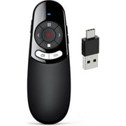 Dinostrike 2-In-1 Type C And Usb Presentation Clicker For Powerpoint Presentations, Rf 2.4Ghz Wireless Presenter Remote Slide Thruster With Volume Control, For Mac Laptop, Office Classroom