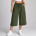 thumbnail image 4 of Eagokdc Lightweight Capri Pants for Women Loose Cotton Casual Sports Summer Wide Leg Capris With Pocket Size S-5XL, 4 of 8