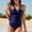 Dark Blue, variant on Women's Border Split Swimsuit Tight Fitting European And Deep V Sexy Backless Bikini
