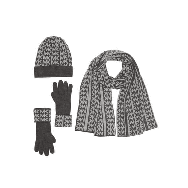 Michael Kors MK Sparkle Hat, Scarf & Glove Set, One Size Grey Gift Box -  