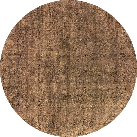 Ahgly Company Indoor Round Oriental Brown Industrial Area Rugs, 5' Round