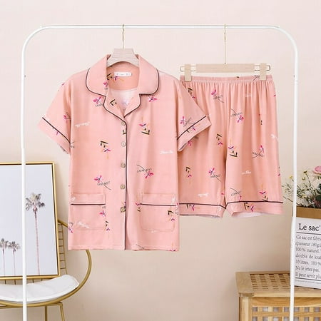 

PIKADINGNIS Women Comfortable Pyjamas 5XL 6XL 7XL Short Sleeve Casual Homewear Spring Summer Pajama Sets Full Cotton Sleepwear Set