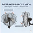 thumbnail image 5 of 20 Inch Wall Mount Fan - 4650 CFM High Velocity Industrial Fan, 3-Speed Oscillating Commercial Fan for Warehouse, Patio, Basement - ETL Listed, Black, 5 of 7