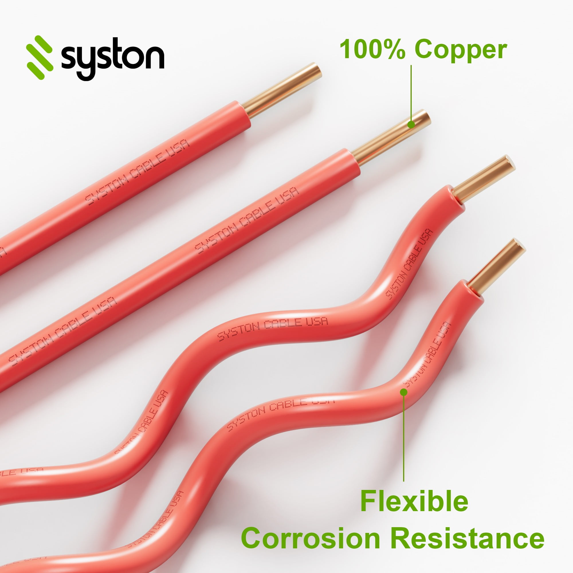 SYSTON CABLE TECHNOLOGY 14 AWG Tracer Wire Direct Burial 600V 1 Solid Bare Copper Conductor, HMWPE Insulation UV Resistant Tracer Wire to Locate Underground Electrical Pipelines - Red, 100 FT