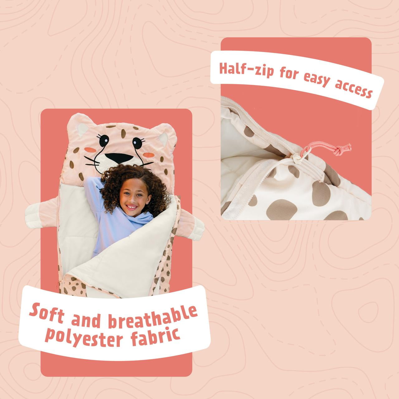 Firefly! Cha Cha the Cheetah Kids Sleeping Bag, Pink Animal Print