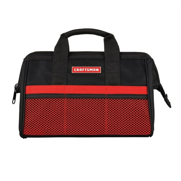 CRAFTSMAN Wide Mouth Tool Bags, Black Red, 13.00 x 13.00 x 9.75 Inches