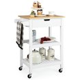 thumbnail image 2 of Resenkos 3-Tier Kitchen Island Cart Rolling Service Trolley with Bamboo Top-White, Kitchen Island, Island Table for Kitchen,Dinning Room, 2 of 9