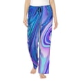 thumbnail image 1 of Fotbe Swirl Blue And Purple Pantalones de Pijama para Mujer, Pantalones de Dormir, Pantalones Pj con Cordón y Bolsillos-Large, 1 of 6