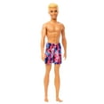 thumbnail image 5 of Barbie Beach Day Ken Doll with Blond Hair Wearing Purple Patterned Summer Swimsuit, 5 of 9