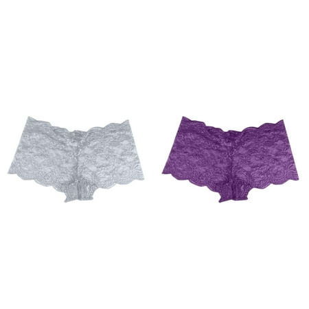 (2-Pack) 2025 New Women sy Underweary Cotton Briefs for Women Lace Open Panties Multi Boy Short Panties Women Color Plus Size Underwear