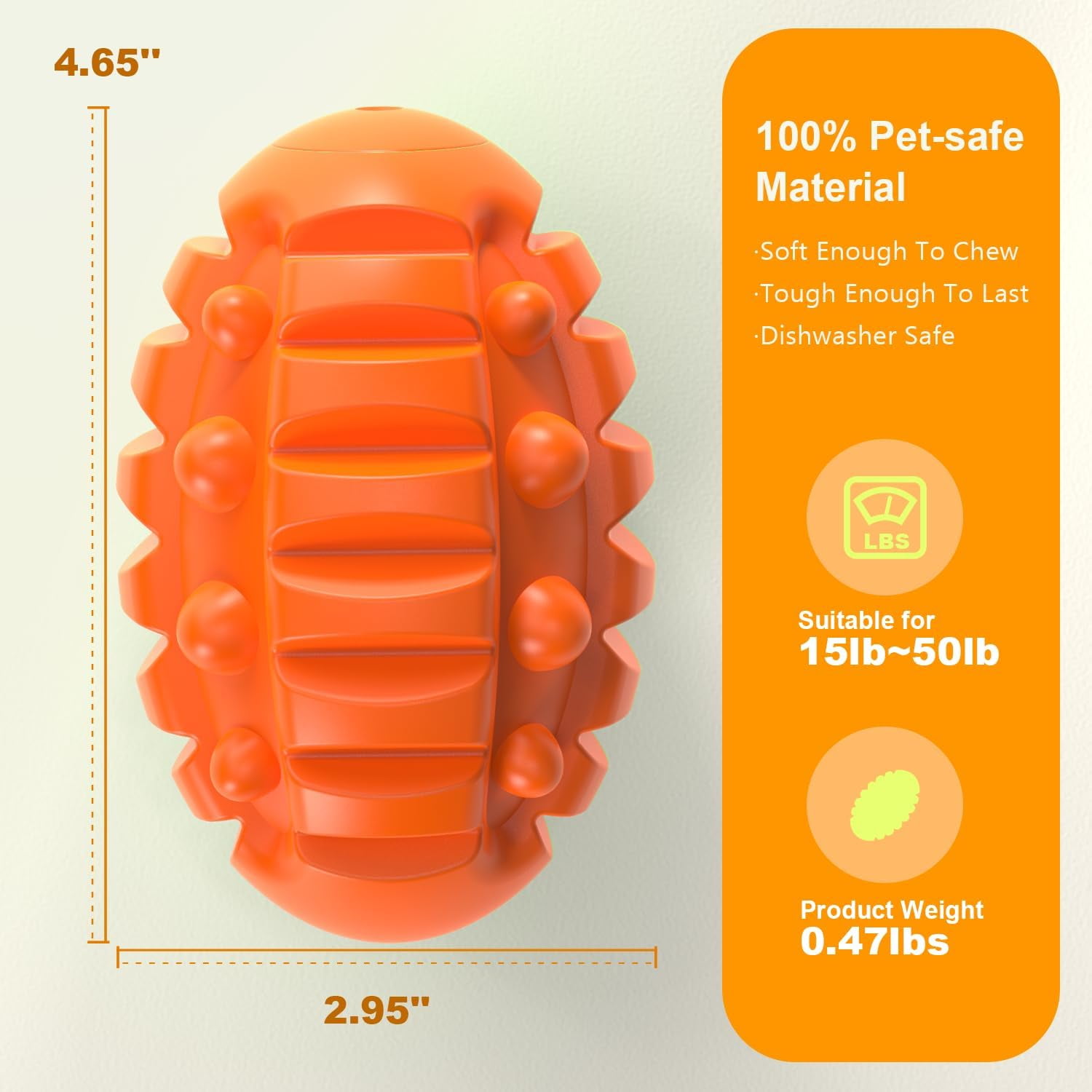 2PCS Dog Chew Ball, Interactive Aggressive chewers Dog Toy, for Teething and Teeth Cleaning, Natural Rubber Durable Football Dog Toy for Small and Medium Breeds(Orange+Rose)