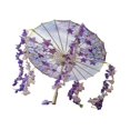 thumbnail image 4 of Paraguas chino-japonés de papel aceitado, hecho a mano, 81,3 cm, paraguas clásico de danza Púrpura y rosa, 4 of 9