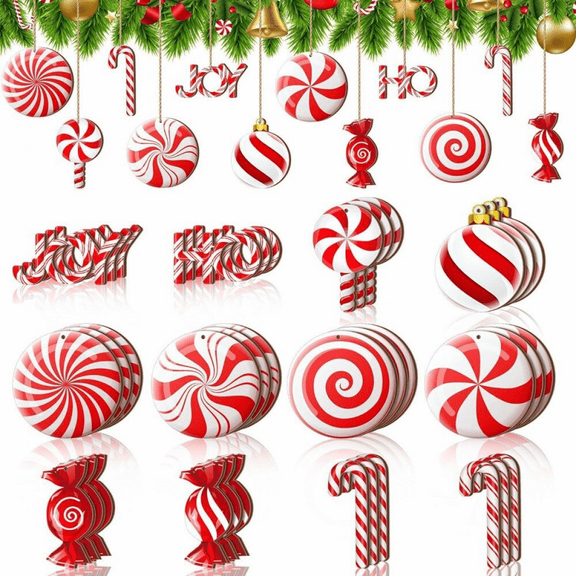 Wooden Decorations Colorful Mint Wood Christmas Ornaments Lollipop Christmas Tree Decorations