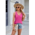 thumbnail image 5 of Summer V-neck Solid Color Sleeveless Casual Camisole T-shirt For Women, 5 of 8