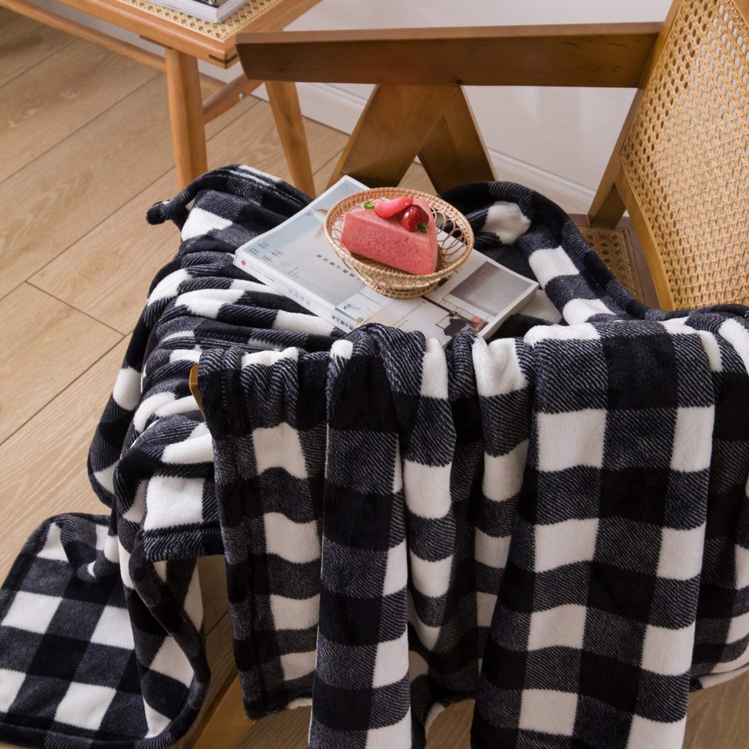 Buffalo Plaid Throw Blanket Soft Flannel Fleece Checker Pattern Warm Decorative Blanket for Bed Couch 350GSM Plaid Green Red King 90 x108 Walmart