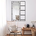 thumbnail image 3 of Hassch Modern Rectangular Wall Mounted Mirror with Storage Shelves, Towel Bar and 4 Hooks, Black Metal Frame Vanity Mirror for Bathroom, 30x44 Inches, 3 of 10