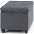 thumbnail image 5 of Sienna 33 inch Wide Storage Ottoman Bench in Slate Grey Linen-Look Fabric, 5 of 10