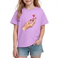 thumbnail image 3 of Piuwrlz Girl Graphic Shirts Tops Girls Short T-Shirts Sleeve Cotton Pullover Purple Size 5 Years, 3 of 10