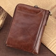 thumbnail image 2 of Men's 100% Cowhide Leather Zipper Wallet RFID Blocking Card Holder Coin Purse, 2 of 12