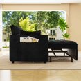 thumbnail image 6 of FFH 54" Convertible Sleeper Sofa, Futon Loveseat Couch with Pull Out Bed, Storage Pockets, Adjustable Backrest, Black, 6 of 10