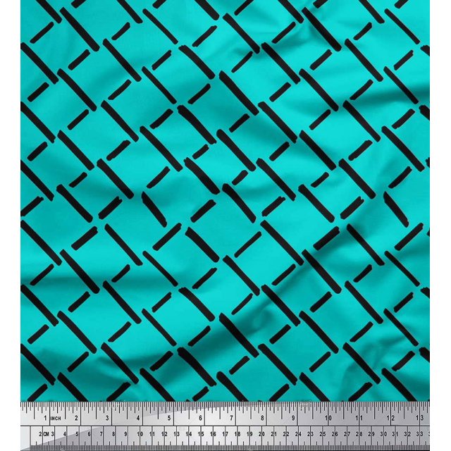 Soimoi Green polyester Crepe Fabric Brush Stroke Abstract Print Fabric by Yard 42 Inch Wide