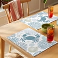 thumbnail image 4 of Teal Blue Crab Coastal Placemats Set of 12 Summer Coral Nautical Place Mats Indoor Wipeable Table Mats Washable Cloth Dining Table Placemats for Kitchen Holiday Party Home Decor 13x19 Inch, 4 of 9