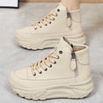thumbnail image 6 of Women's Fashion Platform High Top Sneakers Casual Lace Up Canvas Shoes Comfortable Daily Walking Shoes For Women, 6 of 6