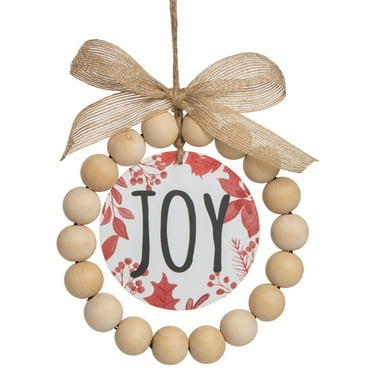 Transpac Wood 6.25 in. Multicolored Christmas Beaded Decor Ornament