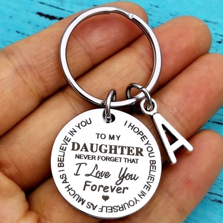 Family Inspirational Keychain Gifts Engraved Words To My Daughter Key Ring  My Daughter Car Key Ring