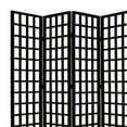 thumbnail image 2 of Wooden 4 Panel Foldable Window Pane Screen with Grid Design, Black, 2 of 4