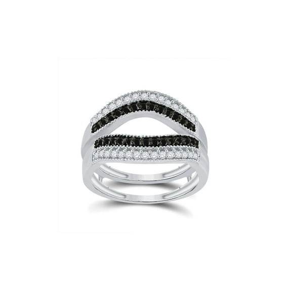 FB Jewels 10kt White Gold Womens Round Black Color Enhanced Diamond Ring Guard Wrap Solitaire Enhancer 1/2 Cttw