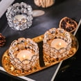 thumbnail image 4 of Boldista De Velas, Stand De Velas Bandeja De Velas Elegante Metal De Hierro Hueco Con Cuentas De Cristal Transparentes Para Velas De Color Verde Azulado Decoración Del Hogar De, 4 of 7