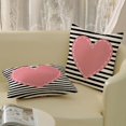 thumbnail image 4 of Valentines Day Pillow Covers 20x20 Inch Set of 2, Valentines Decor Linen Pillowcase Stripes Pink Love Heart Valentines Throw Pillows Anniversary Decorative Outdoor Cushion Case for Sofa Couch, 4 of 6