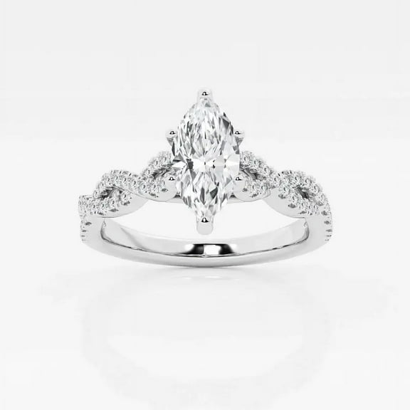 Divine Jewelry 1.9 Ct Marquise Cut Diamond Rings - 14K White Gold Plated Jewelry for Her - Wedding Engagement Rings for Women - Sparkling Forever Diamond Gift