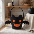 thumbnail image 3 of Halloween Treat Bag, Black Reusable Bat Goody Tote Bucket, Portable Felt Basket for Halloween Party Favor Supplies, 3 of 7
