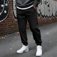 thumbnail image 3 of WULMLEO Men's Tapered Jogger Sweatpants Drawstring Waist with Pockets Cotton Athletic Lounge Pants Black L, 3 of 9