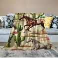 thumbnail image 2 of COMIO Horse Print Throw Blanket Horses and Cactus Blanket Horse Lover Gifts for Girls Kids Adults Farmhouse Country Horse Decor Super Warm Soft Cozy Plush Flannel Blanket for Sofa Couch, 2 of 6