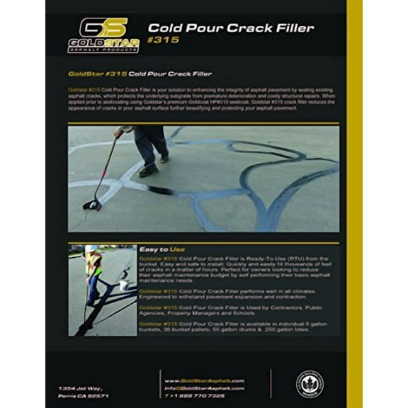GoldStar Cold Pour Crack Filler. Easy to Use! Just Pour and Fill. 5GL Bucket.