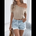 thumbnail image 4 of Tops de Verano para Mujer, Suéteres de Crochet, Ropa de Resort, Tops de Punto Calados de Corta, Pareo de Playa 2025 Caqui XL, 4 of 10