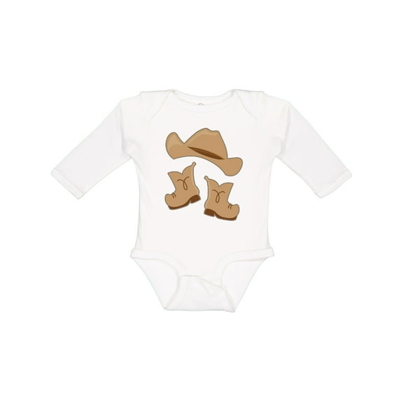 Inktastic Western Style Boy Boots Boys or Girls Long Sleeve Baby Bodysuit