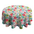 thumbnail image 4 of Pioneer Flower Floral Print Pattern Round Tablecloth 60"x60",Wrinkle Wipeable Table Cloth for Kitchen Dining Room Picnic Patio Party, 4 of 6