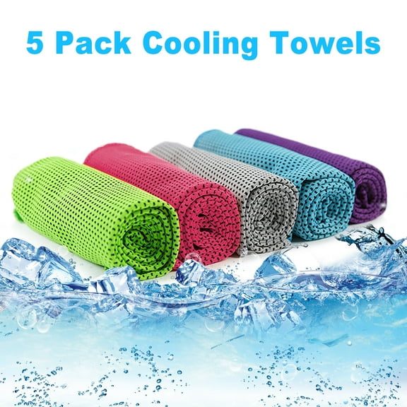 Set of 5 Cooling Towels Ice Cold Instant Sport Workout Running Yoga Sweat Towels Pad For Neck Face